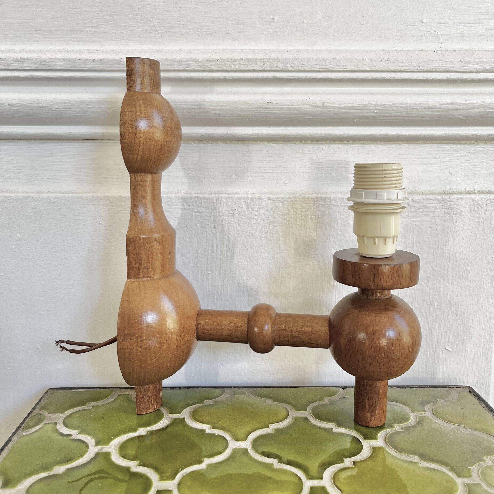 Vintage wooden wall lamp