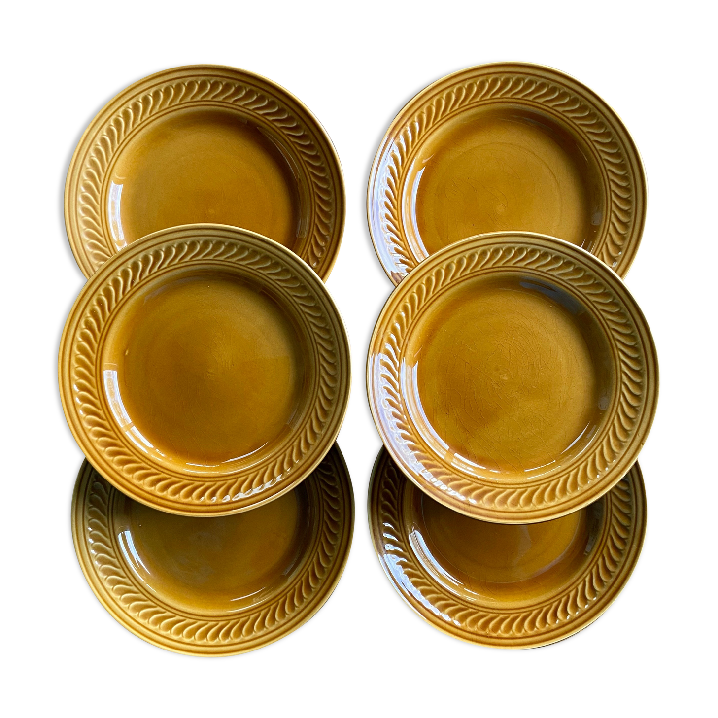 6 flat plates gien france vintage