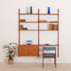 Teak wall unit 6 shelves with desk and cabinet