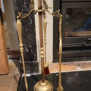 Fireplace tool set in gilded bronze