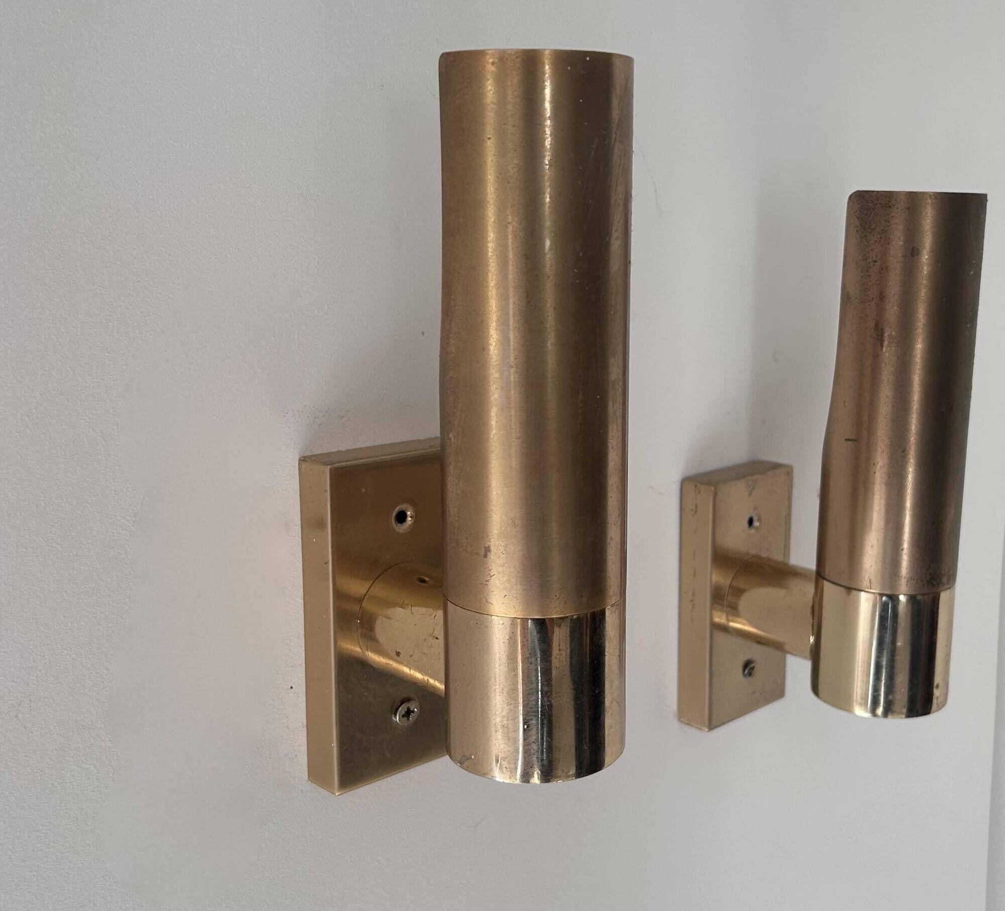 Pair of vintage adjustable wall lights, brass, France 1960