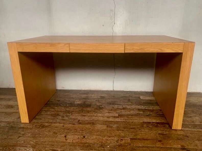 Vintage Modernist design desk with 3 drawers in Light Oak