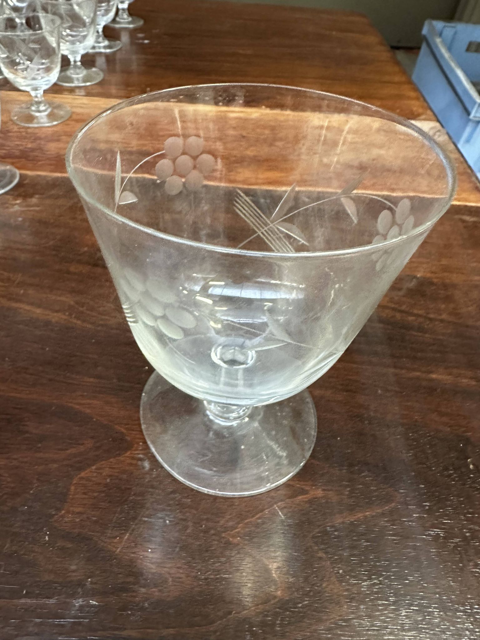 Art Nouveau Set of 32 Crystal Glasses - Engraved and Frosted Floral Pattern