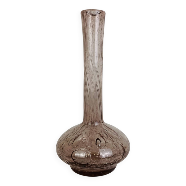 Vase soliflore verre bullé violet