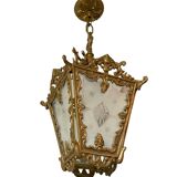 Lustre lanterne ancienne en bronze style Louis XV