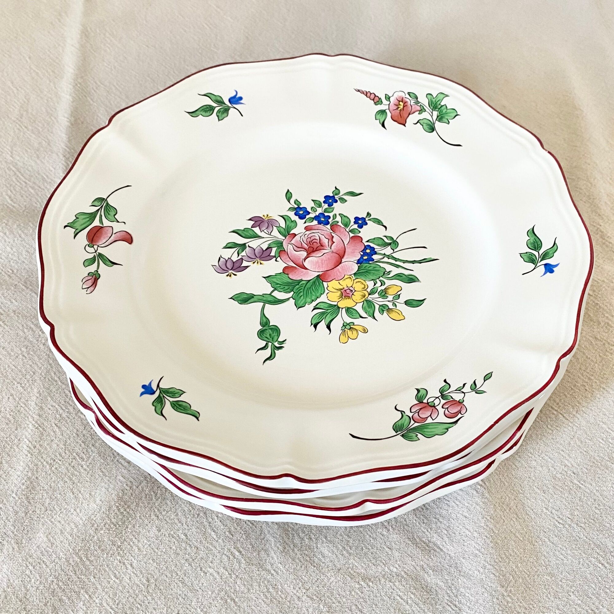 Set of 4 flat plates lunéville