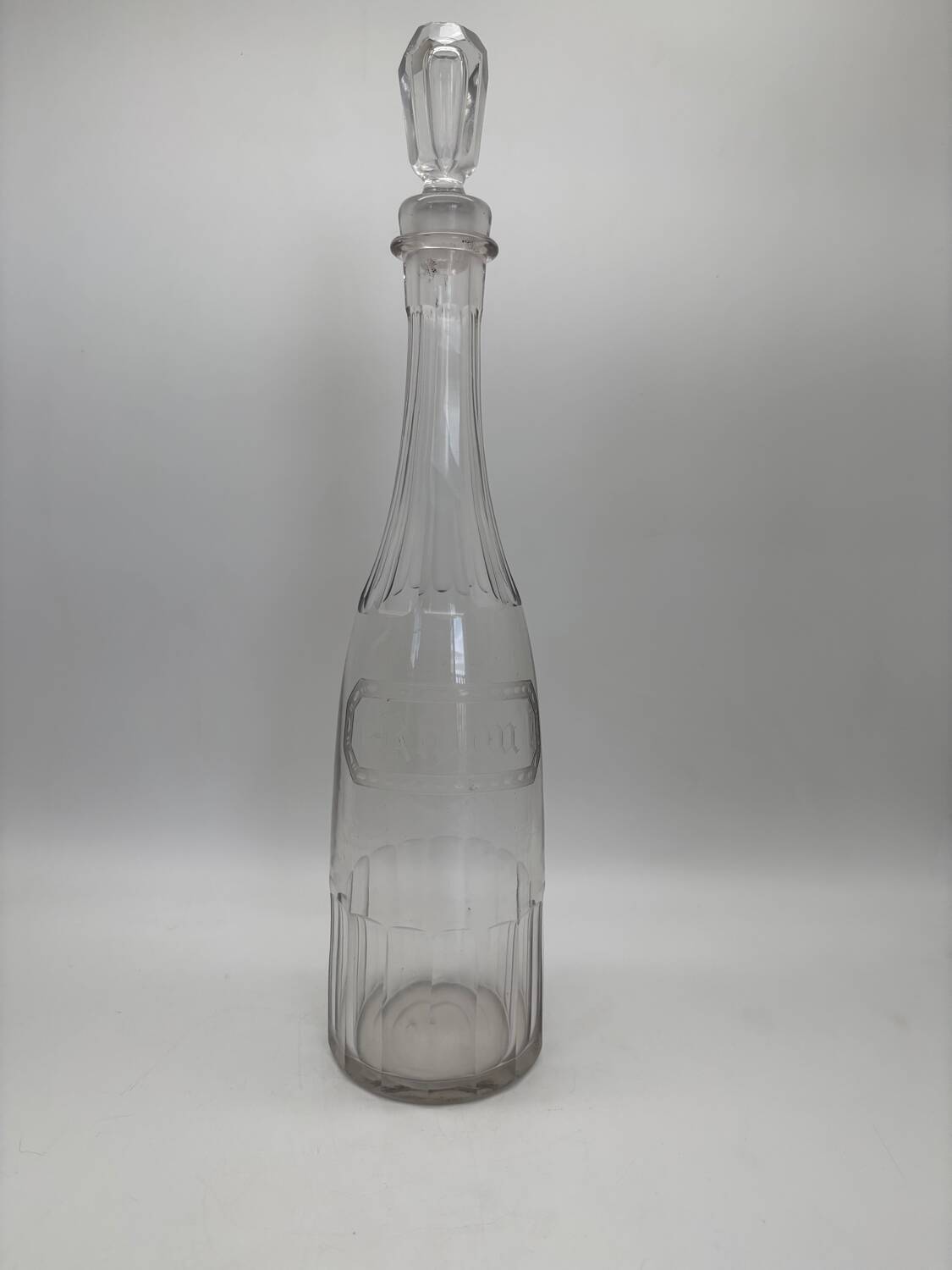 Antique engraved crystal decanter for Rum, 19th century