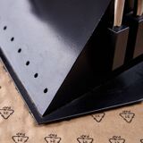 Postmodern Rhombus Shaped Table Lamp with Abstract Blue Stripes on Frosted Murano Glass