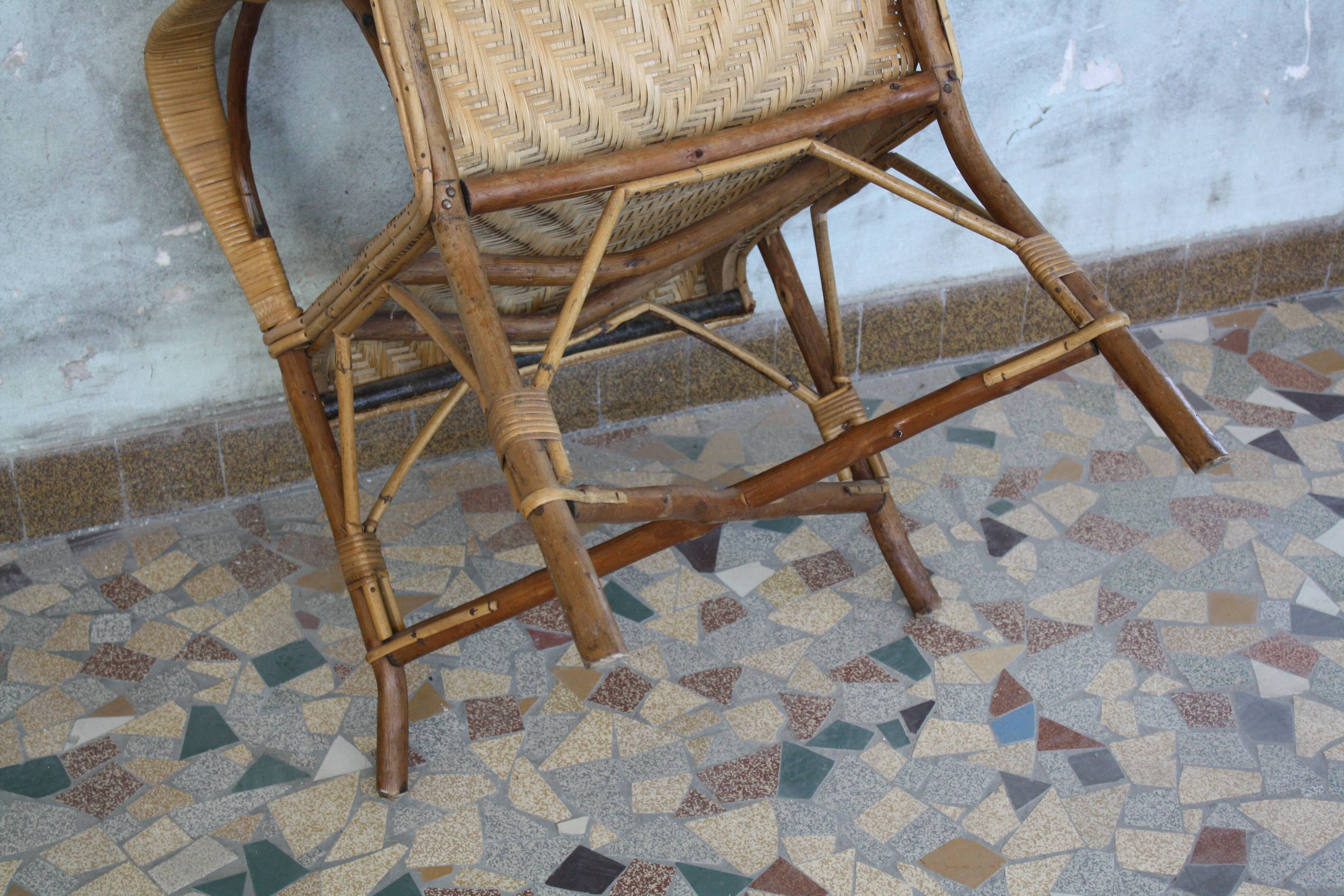 Fauteuil haut en rotin