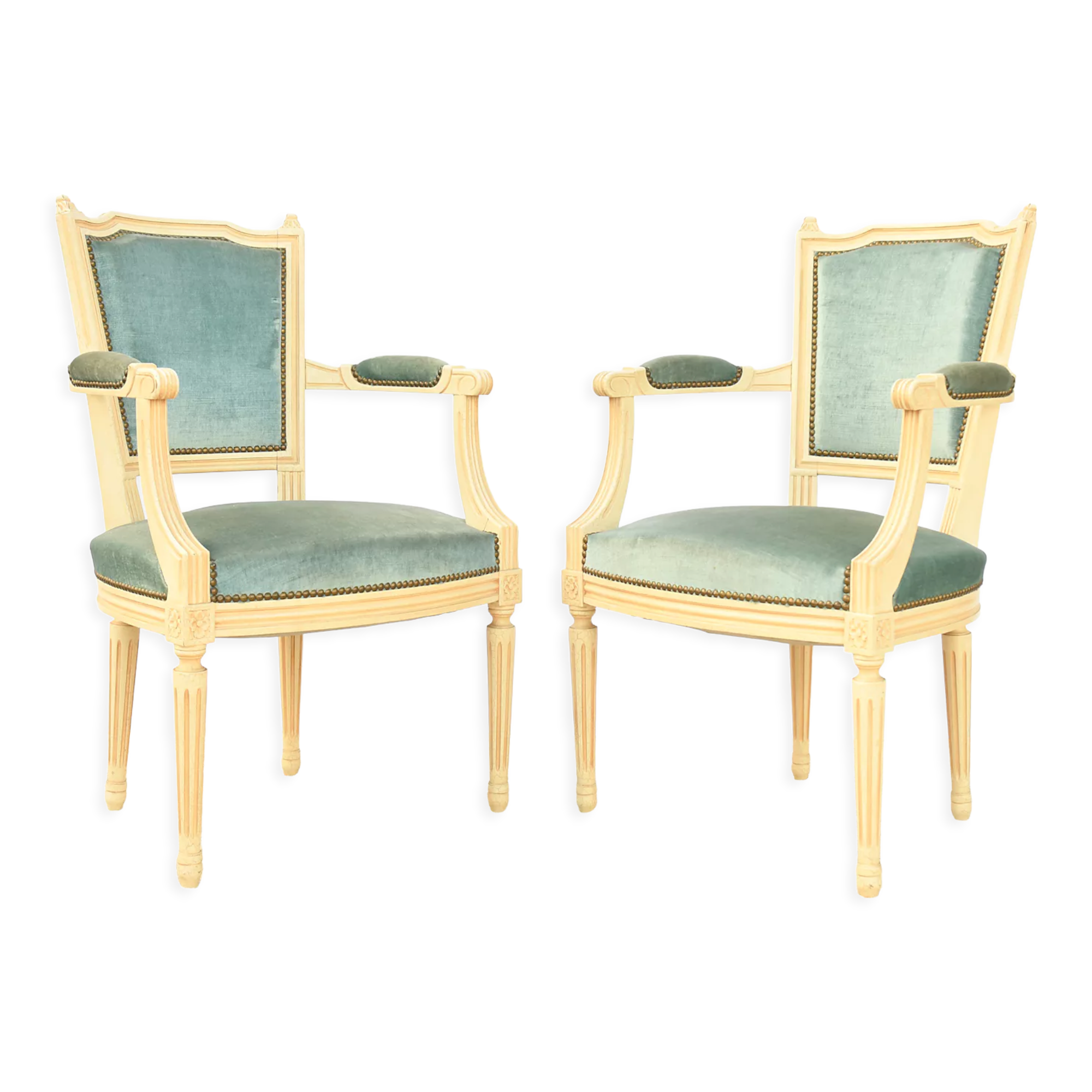 Pair of Louis XVI style armchairs