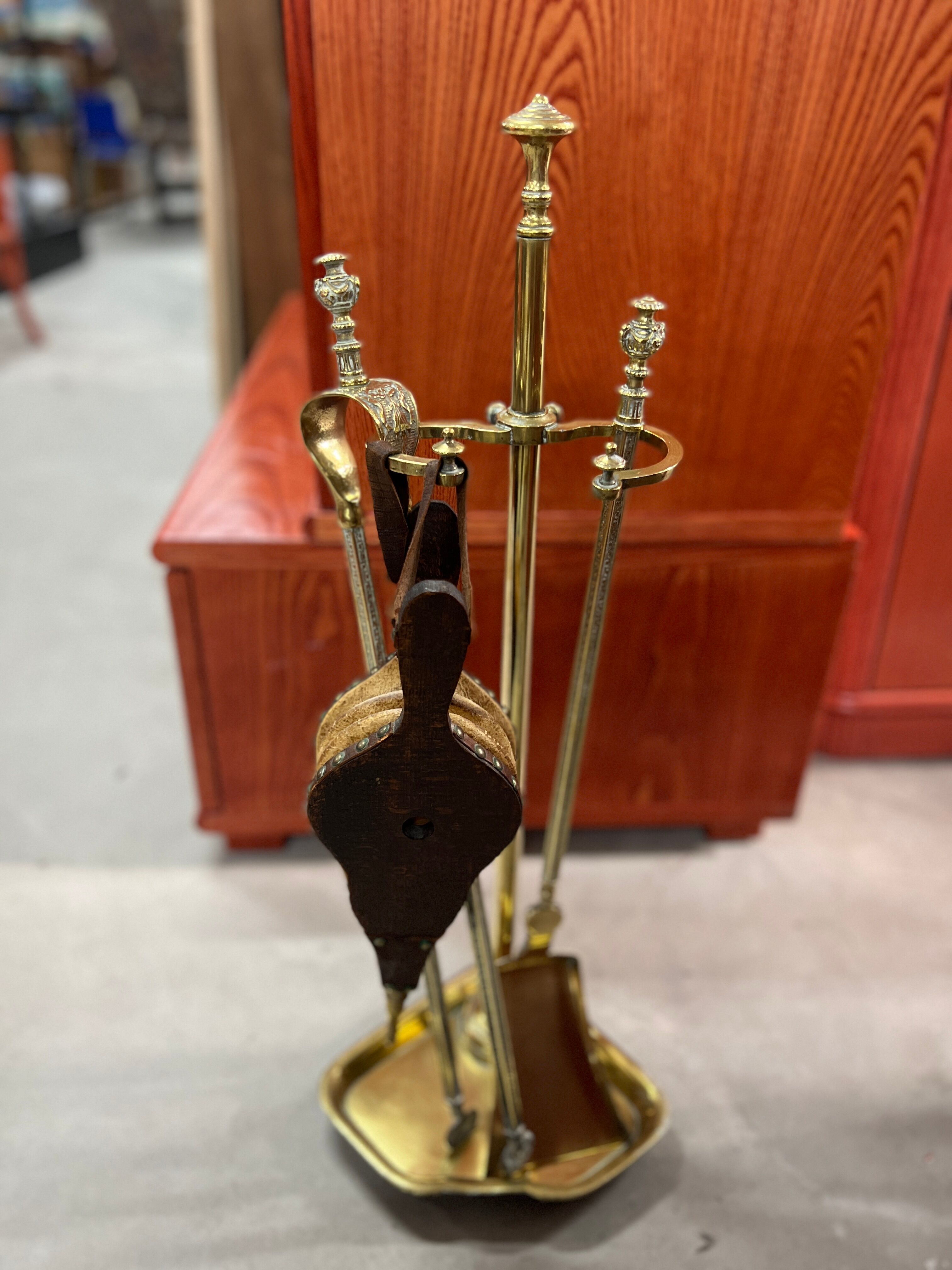 Vintage brass fireplace servant