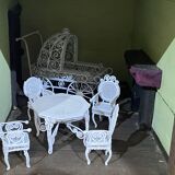 Wooden 1950s doll house with furniture