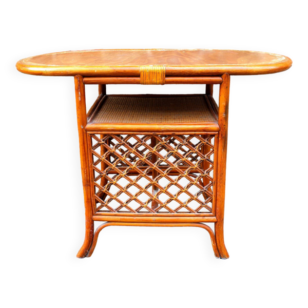 Meuble bar en rotin vintage année 70