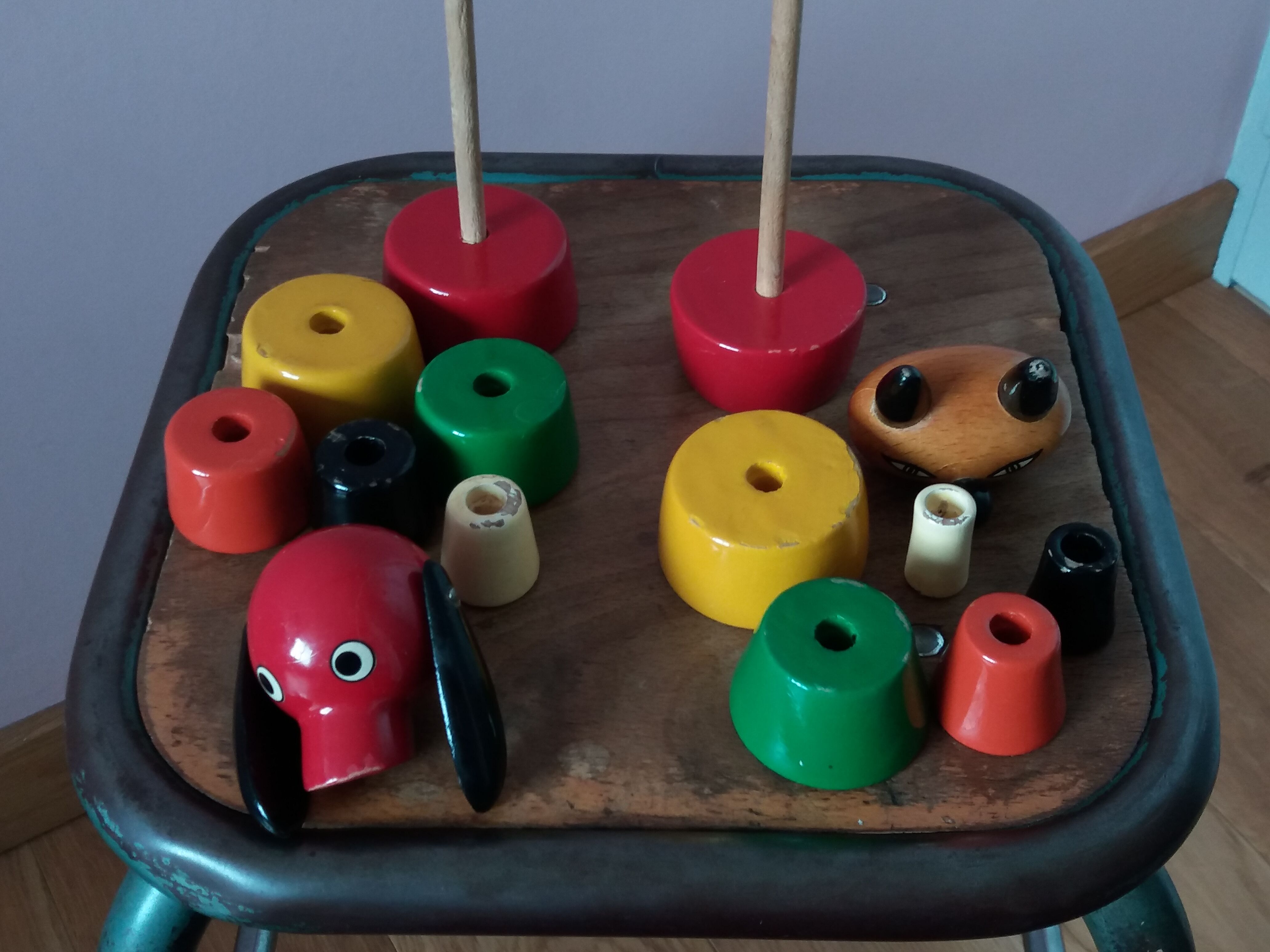 Wooden cat and dog stack toys