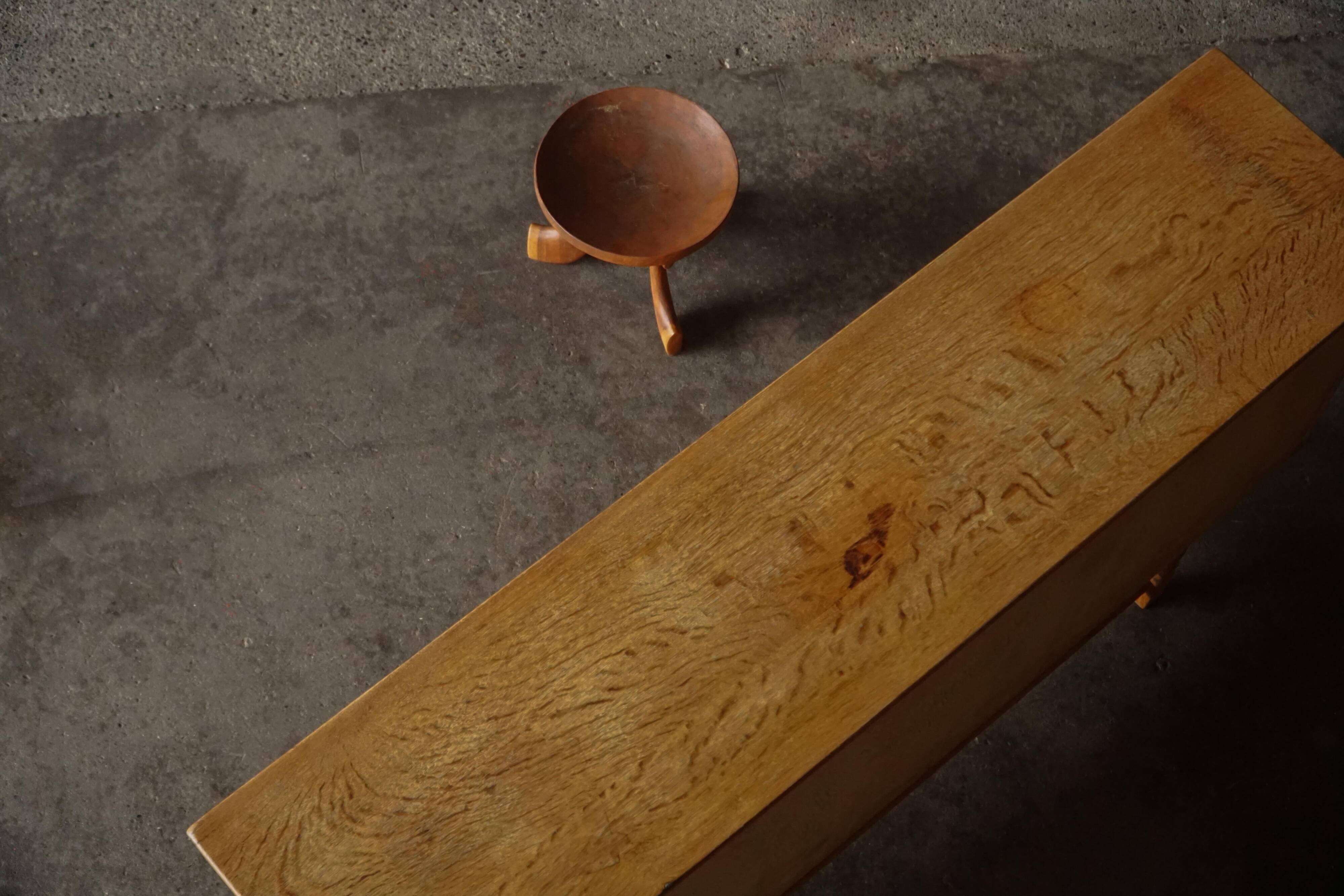 Brutalist oak sideboard from the mid-20th century, Danish cabinetmaker, 1960s.