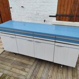 Kitchen cabinet in blue formica 4 doors 4 drawers