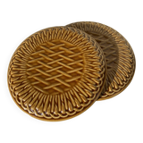 Set of 2 gien earthenware slush trivets - val d'or creation, imitation mustard yellow
