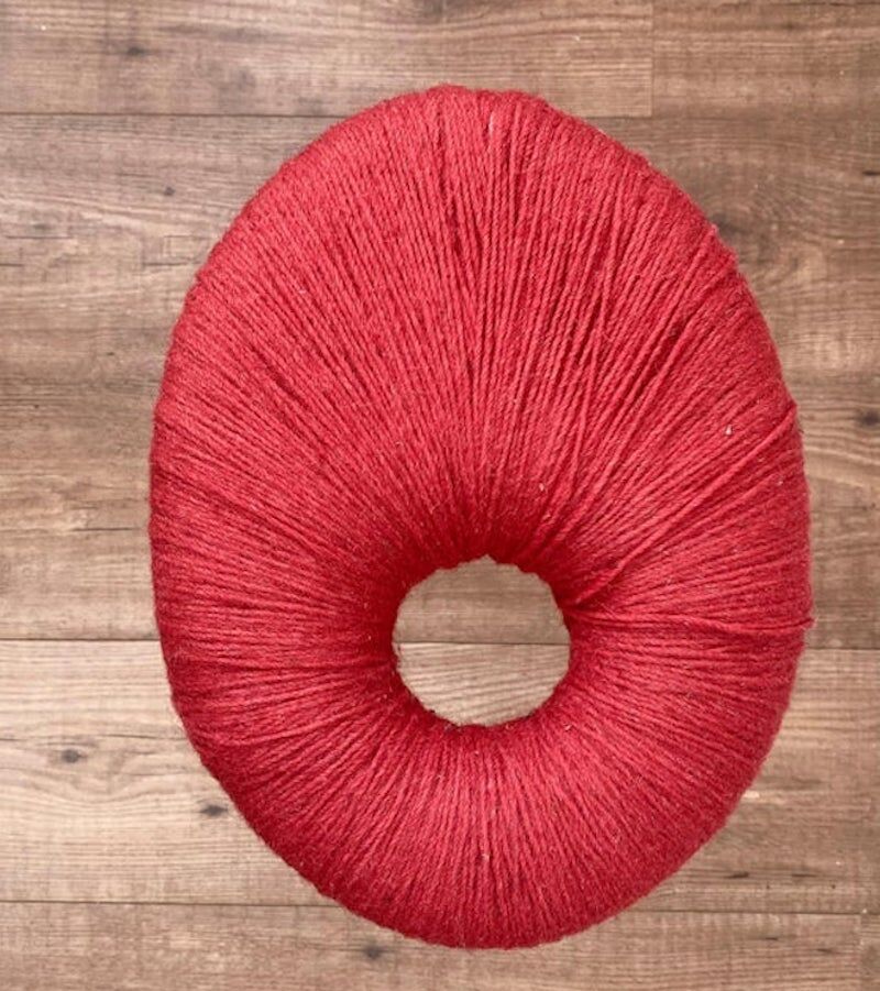 Ikea Red Metal and Wool Three pod Stool, Model Eskilstuna, 1990s