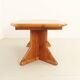 Large extendable Danish dining table in solid pine, 1970s.