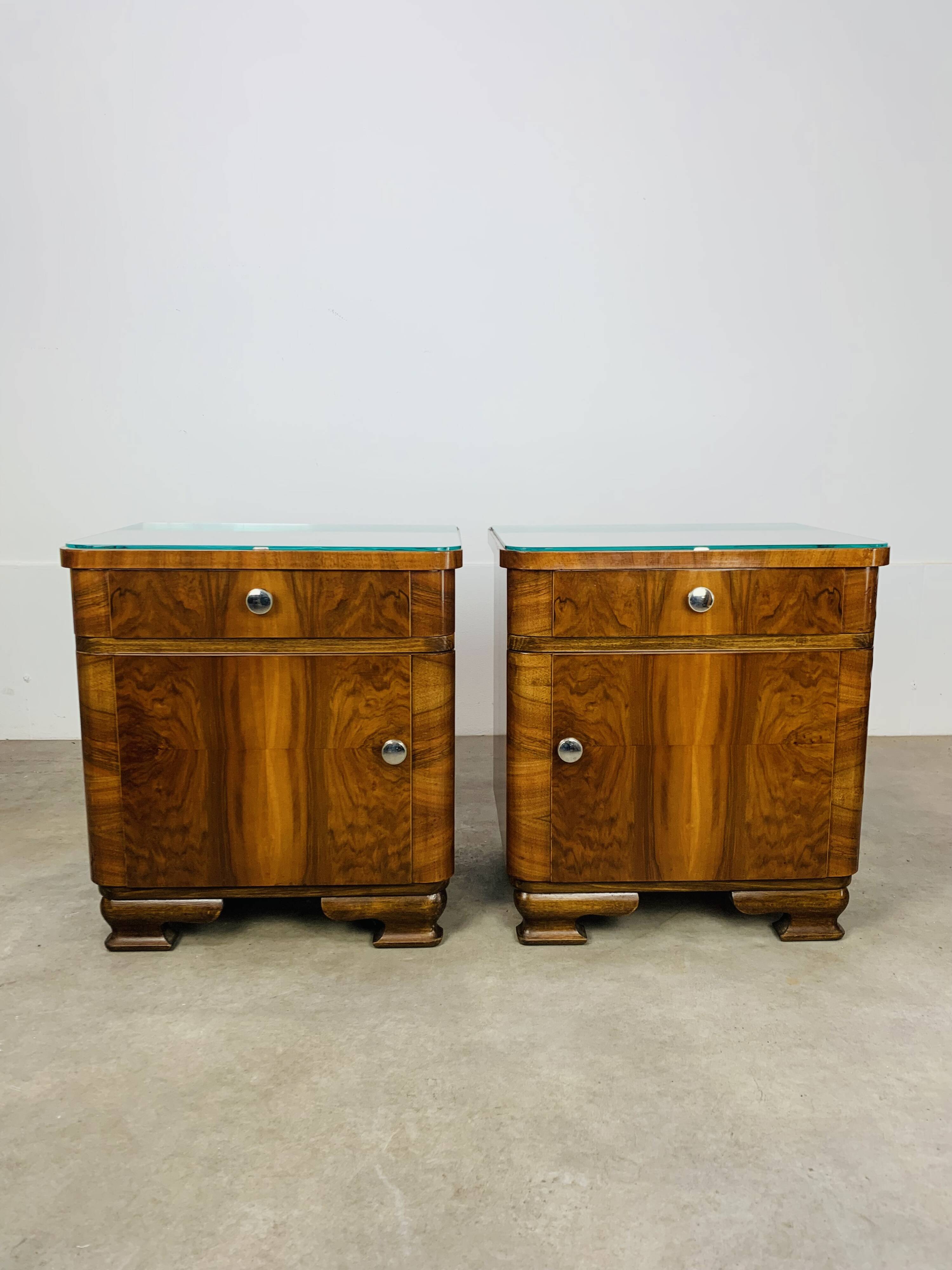 Pair of Art Deco bedside tables, 1930s