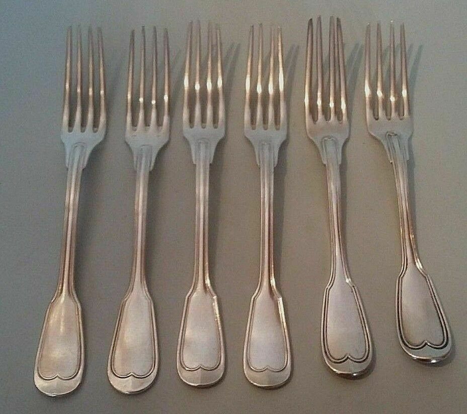 Set of six forks including three in white metal alloy SFAM a Christofle