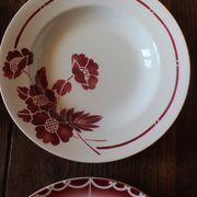Lot 4 hollow plates mismatched art deco Badonviller Digoin