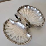 Vintage Double Shell Serving Dish - Silver Plated with Cup