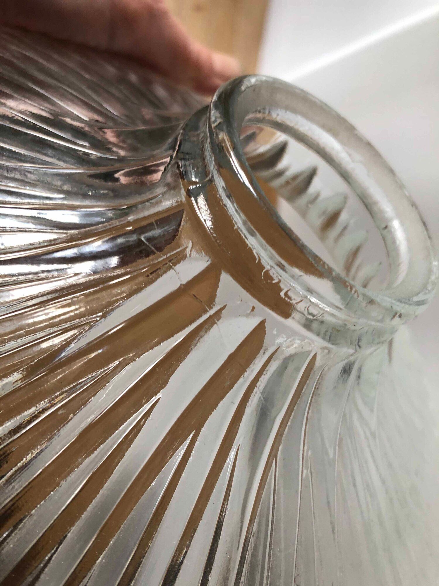 Holophane streaked glass hanging from the 20s and 30s.