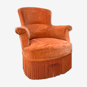 Orange velvet toad armchair