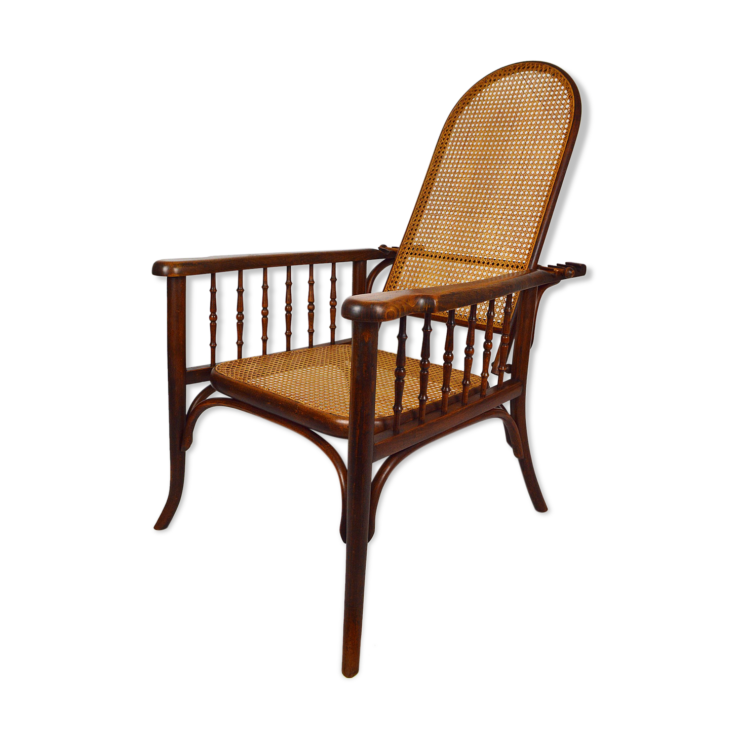 Fischel canned armchair with rack and pinion around 1910