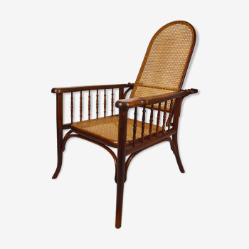 Fauteuil canné Fischel à crémaillère vers 1910