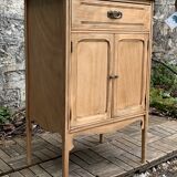 Art nouveau side table in raw wood