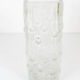 Large frosted glass floor vase in Op Art style by Peill & Putzler, Germany, mid-20th century, 1970s.