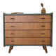 Commode vintage années 60 – restaurée – vert cactus & bois naturel