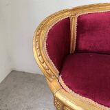 Fauteuil bois doré et velours rouge Louis XVI