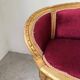 Fauteuil bois doré et velours rouge Louis XVI