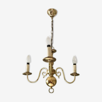 3-branched brass chandelier