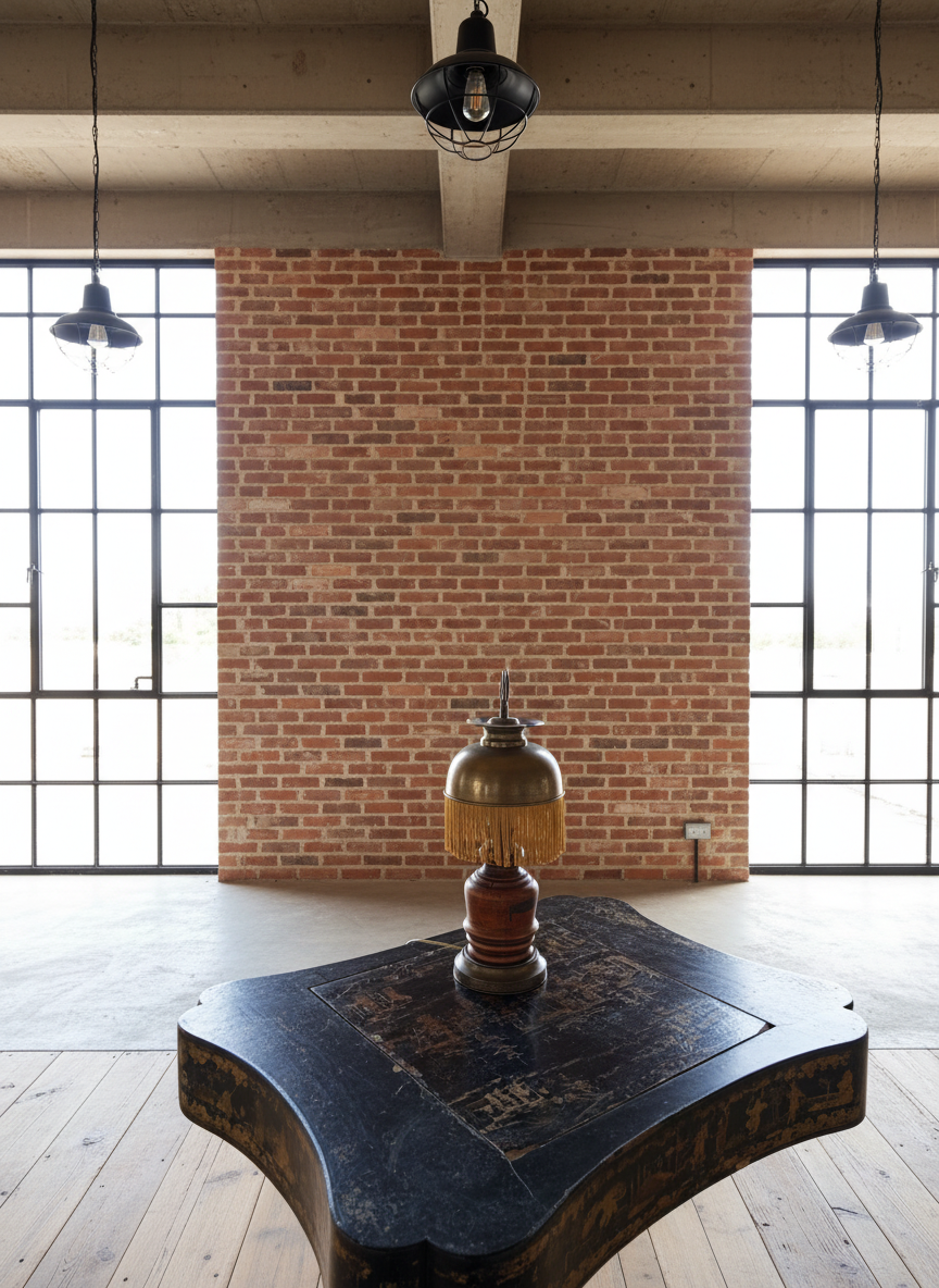 Lampe vintage élégante – bois & laiton – esprit chic intemporel