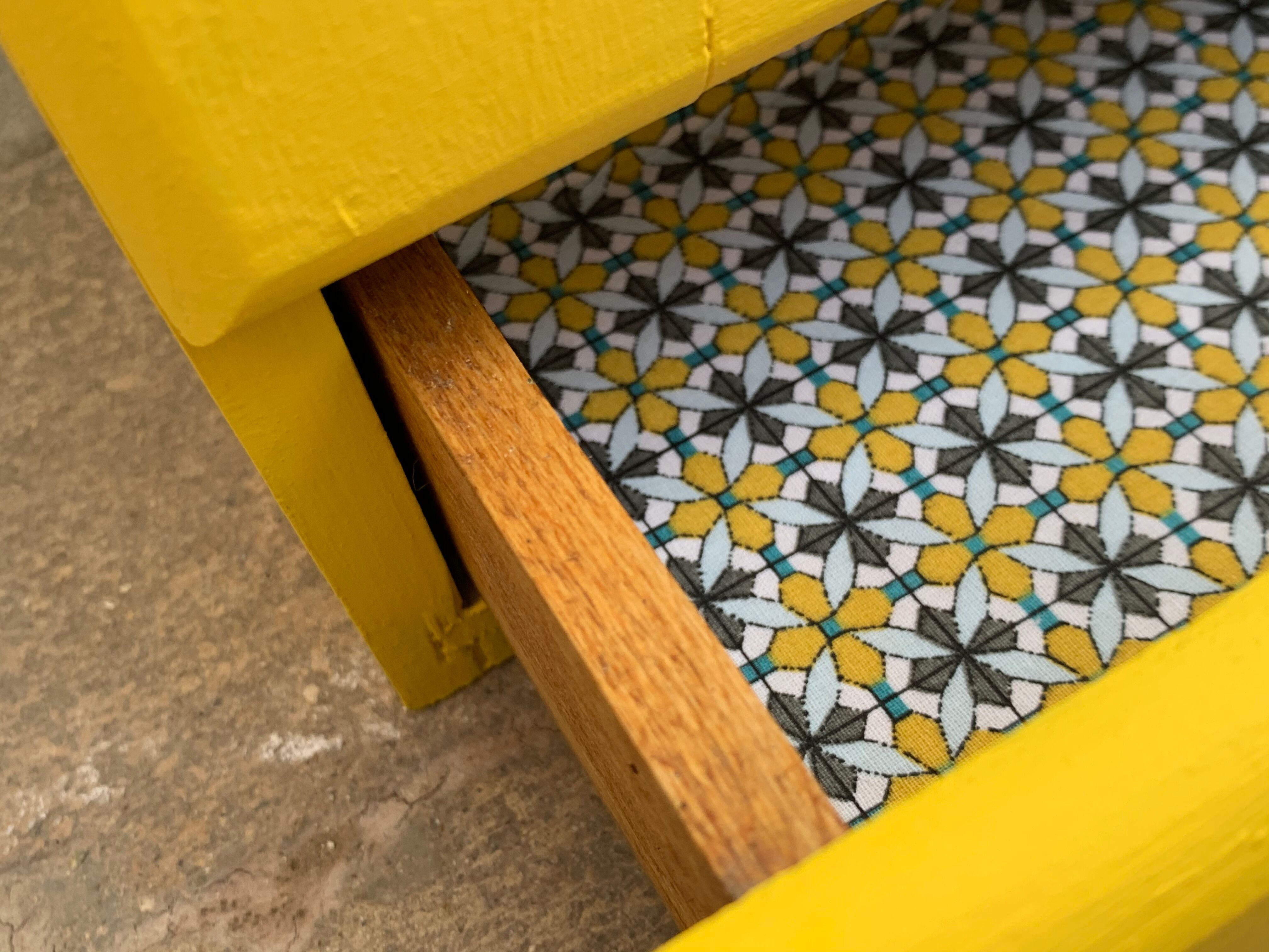 Powdered yellow medicine cabinet