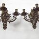 Pair of Heavy Victorian Bronze Triple Wall Sconces Griffin & Flower Detail