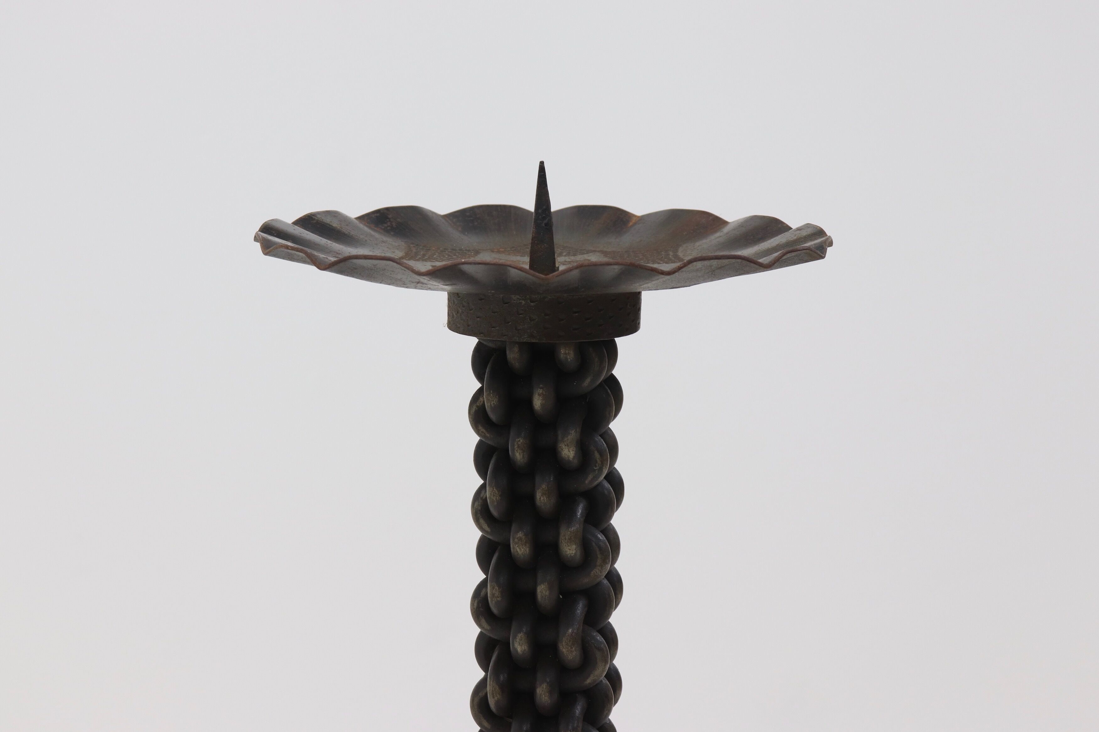Brutalist Sculptural Wrought Iron Candle Holder 1960s