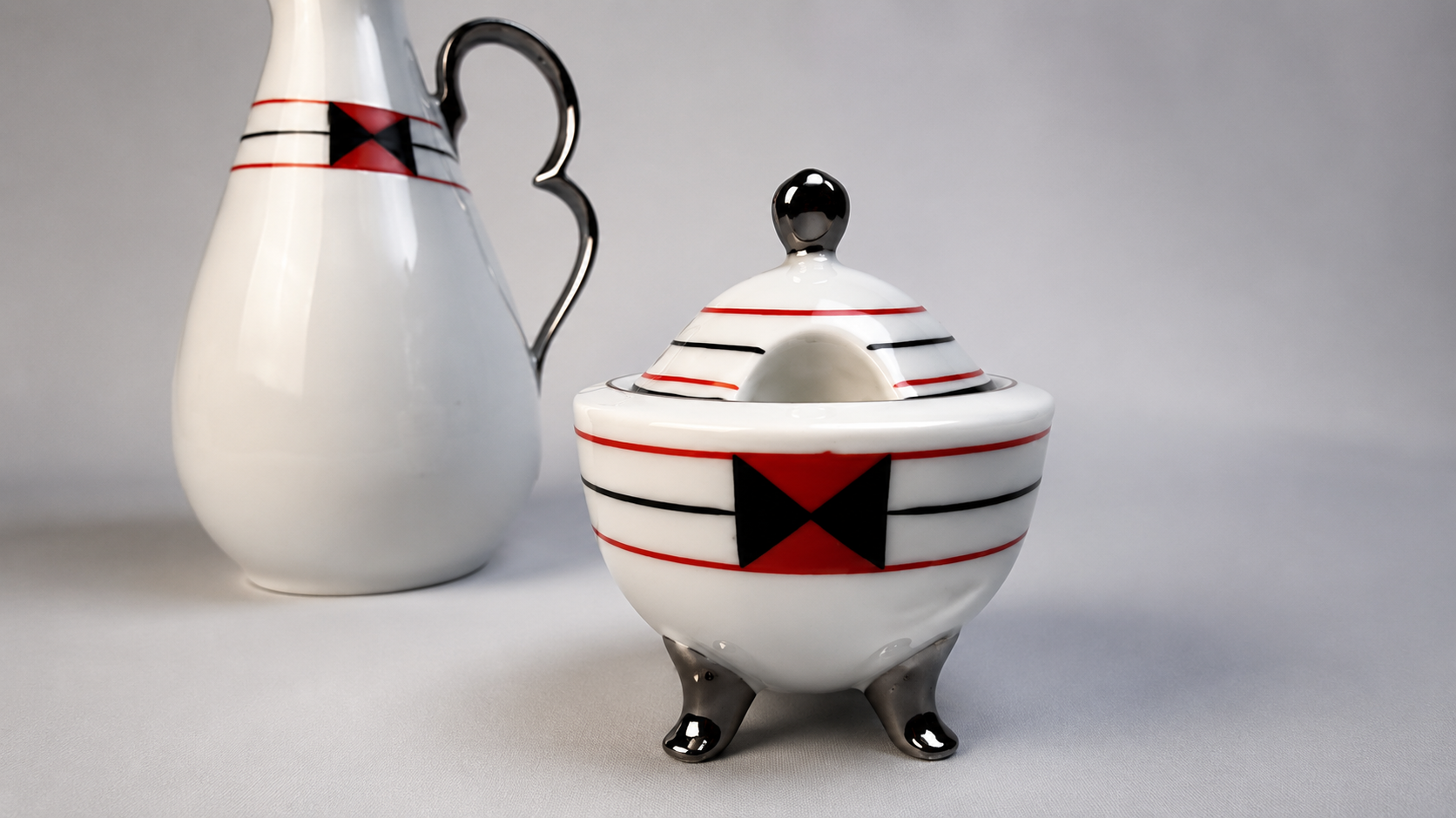 Art Deco porcelain condiment set