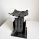 Vintage brutalist heavy wrought iron candle holder sculpture