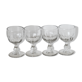 4 anciens verres à pans facettes XIXème