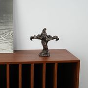 Brass female figurine in Art Deco style with floral motifs, European decorative art