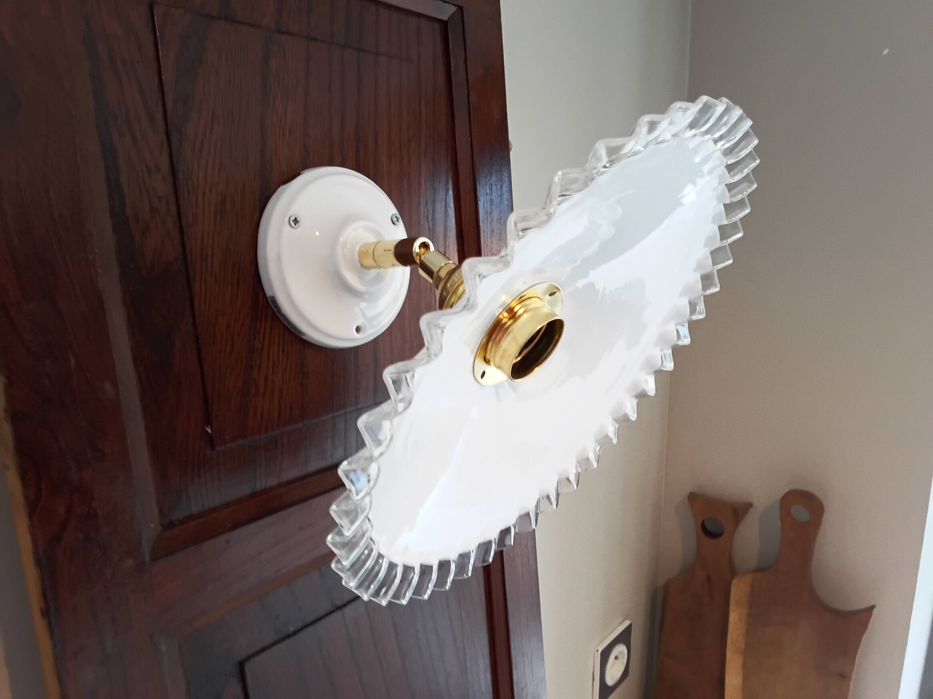 Vintage white opaline wall light