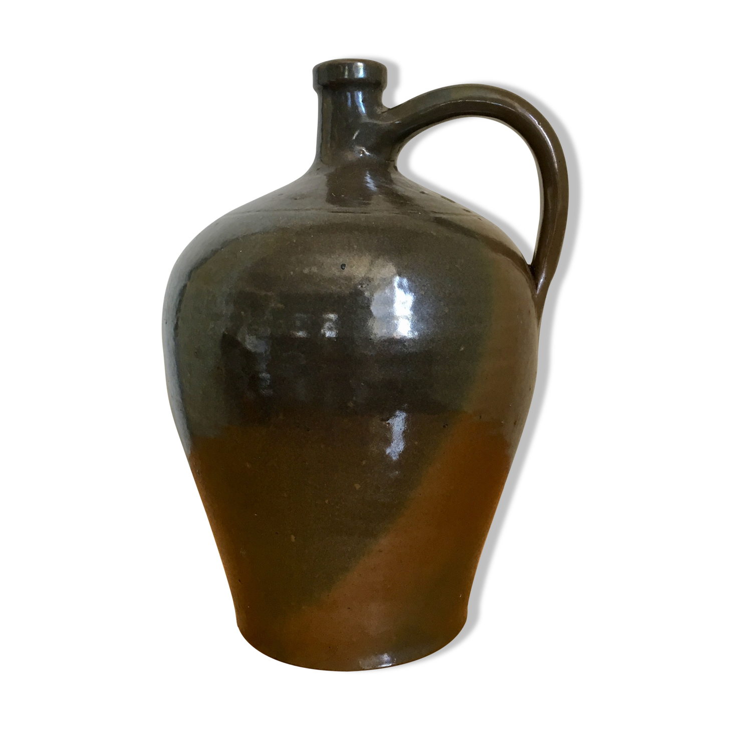 Brown enamelled sandstone canister