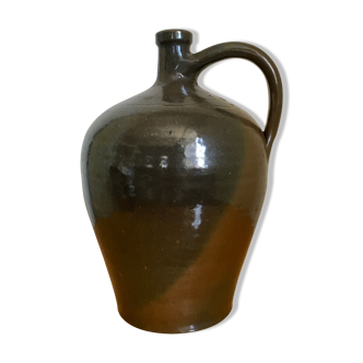Brown enamelled sandstone canister