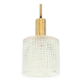 Mid-Century Scandinavian Crystal Glass & Brass Ceiling Light by Fagerlund