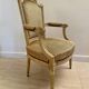 Elegant Louis XVI set – 4 cabriolet armchairs + 1 bergère